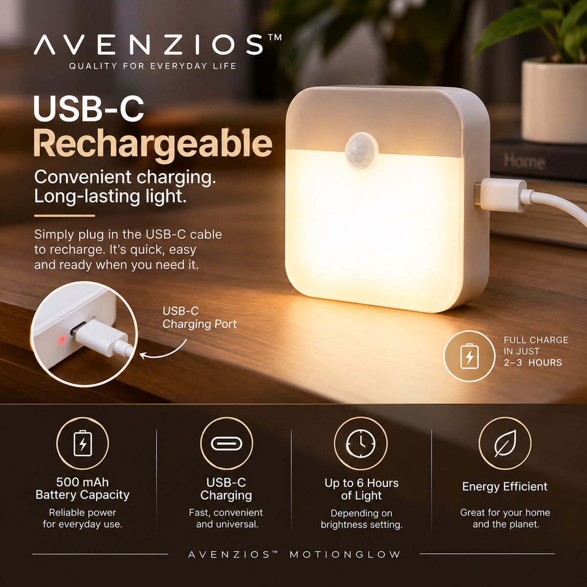 Avenzios™ MotionGlow Rechargeable LED Light